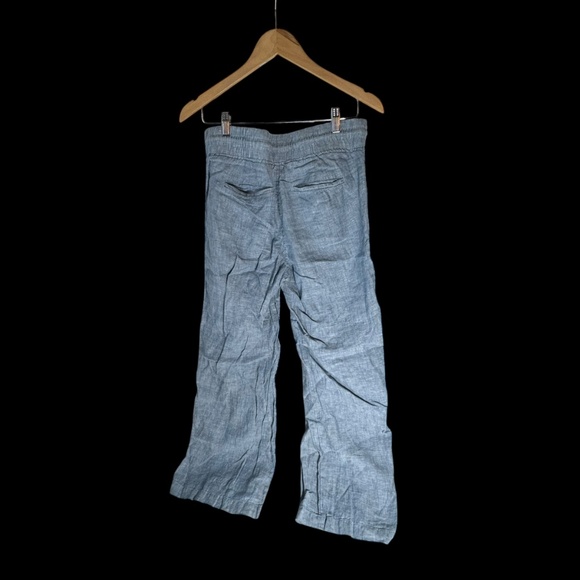 Athleta Cabo 100% Linen Heather Blue Wide Leg Pants Sz 8 - Picture 3 of 7